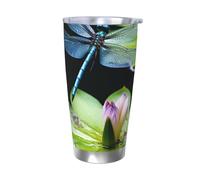KHiry Tumbler in acciaio inox da 590 ml con coperchio a forma di libellula vola sopra la tazza isolata per auto da viaggio a doppia parete isolata tazza da caffè per caffè casa