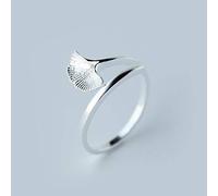KHJH Anello Aperto Regolabile,925 Argento Moda Ginkgo Biloba Forma Anelli Gioielli Romantico Regalo Di Nozze Incontri Per Coppia Ragazza Signora