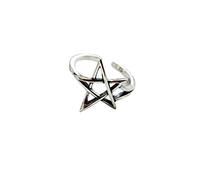 KHJH Anello Aperto Regolabile,Argento Sterling 925 Pentacolo Vuoto Anelli d'Argento Fascino Anniversario di Moda Regalo di Nozze per Coppia Ragazza Donna Uomo