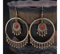 KHJH Orecchini Pendenti A Goccia,Orecchino A Cerchio Vintage Vintage Boho Gypsy Etnico Inciso con Perline Tonde Vuote Charm Nappa Classico Unico Gancio da Pesca Orecchini Pendenti per Le Donne Regal