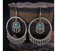 KHJH Orecchini Pendenti,Orecchino A Cerchio Vintage Vintage Boho Gypsy Etnico Inciso con Perline Tonde Vuote Charm Nappa Classico Unico Gancio da Pesca Orecchini Pendenti per Le Donne Regalo di Gioi