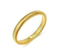 KHKINDPRO Braccialetto rigido flessibile in oro da donna, in vero oro 14 carati, in acciaio inox, gioiello alla moda, Be common, Dorato, Nessuna pietra preziosa