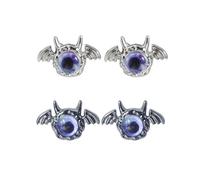 KHKINDPRO Divertenti orecchini a perno in argento sterling ipoallergenici a forma di pipistrello con occhi di demone, per Halloween, perfetti per le donne, regali di Natale