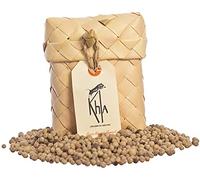 KHLA - Pepe bianco di Kampot Premium IGP - 50 g - Pepe in grani in sacchetto - Proveniente da agricoltura biologica - Imballaggi tradizionali in foglie di palma