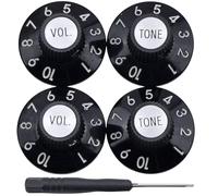 KHLESBY Set di 4 manopole a forma di cappello da strega, con set di viti per chitarra e basso, 2 volumi, 2 toni, argento, oro, riflettore e viti, nero, argento, bianco, per 72 Telecaster Custom o