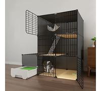 KHLMSRXJ Gabbia per Gatti a 3 Livelli con lettiera per Gatti, Gabbie per Gatti da Interno Grandi, Villa per Gatti con Spazio Libero Extra Large, per Piccoli Animali Domestici, Cuccioli (Dim