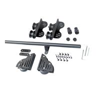 KHLMSRXJ Kit di binari/rotaie tonde + Ruote a rulli per Pavimenti (Senza Scala), binari per Scale mobili in Tubo Tondo in Acciaio Nero da 3,3-20 Piedi, libreria di ferramenta per Scale scor