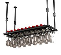 KHLMSRXJ Portabottiglie sospeso con portabicchieri e ripiano in Metallo Portabottiglie da soffitto Regolabile in Altezza unità Bar Calice da Champagne Porta Bicchieri per Cucina Ristorante