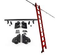 KHLMSRXJ Scala per Biblioteca con binari scorrevoli per impieghi gravosi, Kit di ferramenta per binari scorrevoli per Scala per Biblioteca, Kit di binari per Scala Mobile, con Ruote a rulli