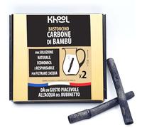 KHOOL | 2 Bastoncini di Carbone di Bambù | Filtro Acqua Naturale per Caraffa, Bottiglia o Rubinetto | 1 Bastoncino = 1 L | Ø 1-2 cm | Purificatore d’Acqua Ecologico | Origine Francia