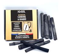 KHOOL | 8 Bastoncini di Carbone di Bambù | Filtro Acqua Naturale per Caraffa, Bottiglia o Rubinetto | 1 Bastoncino = 1 L | Ø 1-2 cm | Purificatore d’Acqua Ecologico | Origine Francia