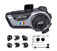 Khptop Casco Moto Auricolare CVC&DSP Riduzione del Rumore auricolari bluetooth moto Soft/Hard Mic/1000mAh Automatico Risposta/Chiamata Cuffia Musicale IPX6 Impermeabile Compatibile con Tutti i Caschi