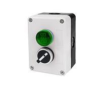 KHRKHHXLA Nuovo Interruttore a Pulsante Impermeabile autosigillante con 2 Fori Start Stop 220V con Spia Luminosa Interruttore di Arresto for Industria elettrica(Green knob Voltage)