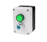 KHRKHHXLA Nuovo Interruttore a Pulsante Impermeabile autosigillante con 2 Fori Start Stop 220V con Spia Luminosa Interruttore di Arresto for Industria elettrica(Green Light with Key)