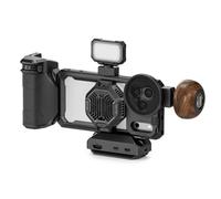 Khronos Kit per Gabbia Video compatible con iPhone 18 Pro Max,per vlogging | Kit completo: Focus PD Handle, Cooling V2, hub USB-C, VND 1-10 stop, pannello LED, impugnatura legno