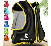 Khroom Aiuto al galleggiamento gonfiabile secondo l'ultima norma UE | 150-210 cm, fino a 100kg | Gilet da snorkeling gonfiabile | Giubbotto gonfiabile per Snorkel, Kayak, SUP (V2 nero)
