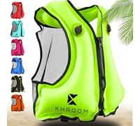 Khroom Aiuto al galleggiamento gonfiabile secondo l'ultima norma UE | 150-210 cm, fino a 100kg | Gilet da snorkeling gonfiabile | Giubbotto gonfiabile per Snorkel, Kayak, SUP (V2 giallo)