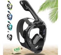 Khroom Maschera da Snorkeling sicura CO2 Maschera a Pieno facciale | Maschera Subacquea per Adulti e Bambini | Maschere da immersione | Seaview Y (S/M nero)