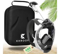 Khroom Maschera da Snorkeling sicura CO2 Maschera a Pieno facciale | Maschera Subacquea per Adulti e Bambini | Maschere da immersione | Seaview Y (S/M bianco+Soft-Case)