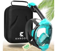 Khroom Maschera da Snorkeling sicura CO2 Maschera a Pieno facciale | Maschera Subacquea per Adulti e Bambini | Maschere da immersione | Seaview Y (L/XL turchese+Soft-Case)