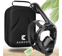 Khroom Maschera da Snorkeling sicura CO2 Maschera a Pieno facciale | Maschera Subacquea per Adulti e Bambini | Maschere da immersione | Seaview Y (S/M nero+Soft-Case)