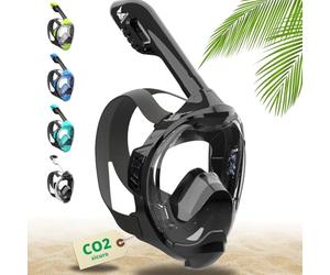 Khroom Maschera da Snorkeling sicura CO2 Maschera a Pieno facciale | Maschera Subacquea per Adulti e Bambini | Maschere da immersione | Seaview Y (XS nero)
