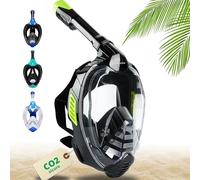 Khroom Maschera Snorkeling per Adulti e Bambini | Sicurezza CO2 certificata DEKRA | Maschera Seaview X - Maschera Subacquea con Boccaglio | Alternativa Set Snorkeling (S/M, Nero)