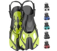 Khroom pinne corte adulti / bambini taglia 32-47 | pinne snorkel corte regolabili | pinne da nuoto pinne corte per snorkeling | pinne da immersione regolabili per nuoto / immersioni verde S/M (37-41)