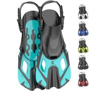 Khroom pinne corte adulti / bambini taglia 32-47 | pinne snorkel corte regolabili | pinne da nuoto pinne corte per snorkeling | pinne da immersione regolabili per nuoto / immersioni turchese (42-47)