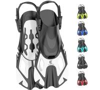 Khroom pinne corte adulti / bambini taglia 32-47 | pinne snorkel corte regolabili | pinne da nuoto pinne corte per snorkeling | pinne da immersione regolabili per nuoto / immersioni bianco XS (32-36)