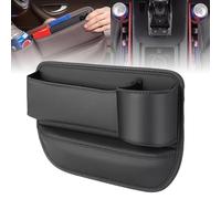 KHSANIG Naneug Car Leather Cup Holder Gap Bag, Organizer per Sedile Auto con Portabicchiere, Design Umano, Passaggi per Cavi di Ricarica del Telefono, Resistente all'Uso, Scuro, Funzionale Moderno