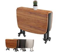 KHSASDDC Tavolo da pranzo pieghevole - Tavolo rettangolare in legno a ribalta, allungabile e salvaspazio con ruote mobili per spazi ridotti(A,100 * 60cm)
