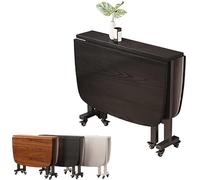 KHSASDDC Tavolo da pranzo pieghevole - Tavolo rettangolare in legno a ribalta, allungabile e salvaspazio con ruote mobili per spazi ridotti(C,100 * 60cm)