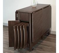 KHSASDDC Tavolo pieghevole, set di tavolo e sedie da pranzo in noce per cucina, rettangolare a scomparsa, include 4 sedie, non è necessario il montaggio.