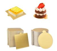 KHstylehoo 200 tavole per torte dorate, 9 cm, rotonde, 9 cm x 8,4 cm, per torte, in cartone, per matrimoni, compleanni, decorazioni