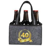 KHstylehoo Regalo 40° compleanno uomini, borsa da uomo birra, Happy Birthday compleanno divertente borsa per bottiglie 6 bottiglie, 40° compleanno uomo portabottiglie per vecchio papà, marito