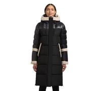 khujo Cappotto invernale lungo da donna caldo parka con elementi in peluche, coulisse interna in vita, spallacci e striscia di copertura magnetica Desna2 XS-XXL, Nero , L