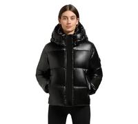 khujo Giacca invernale da donna con cappuccio, giacca trapuntata calda corta dall'aspetto lucido con cappuccio rimovibile Devina Shiny-YM XS-XXL, Nero , M
