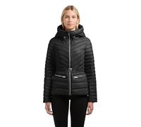 Khujo Giacca leggera da donna per la mezza stagione, giacca corta con cappuccio regolabile e cintura in vita Lorella XS-XXL, Nero , XL