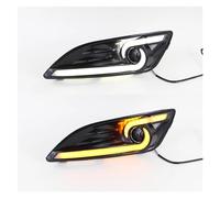 KHUKHU 2 Pezzi Per Ford Per Fiesta 2013 2014 2015 2016 LED Daytime Running Light Coperchio Della Lampada Fendinebbia Con Luci Segnalazione Gialle Blocchi Fari Anteriori