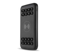 KHUKHU Caricabatterie Wireless Power Bank, Batteria Esterna Portatile da 10000 mAh con Doppia USB E Ventosa Compatibile con iPhone XS/XR E Tutti I Dispositivi Abilitati Qi,Nero