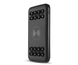 KhUkhu Caricabatterie Wireless Power Bank, Batteria Esterna Portatile da 10000 mAh con Doppia USB E Ventosa Compatibile con iPhone XS/XR E Tutti I Dispositivi Abilitati Qi,Nero