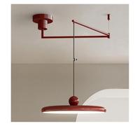 KHUKHU Lampada A Sospensione Grande Con Braccio Oscillante Lampada Da Soffitto Moderna A LED Dimmerabile Rotonda 15,7 Pollici Lampada A Sospensione Lunga 37W Lampada Da Cucina Regolabile(Red Color)