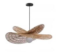 KHUKHU Lampada A Sospensione In Rattan E27 Luci A Sospensione Cablate Lampade Artigianali Decorative Giapponesi Lampada Da Soffitto Lavorata A Mano Incorporata Vento Silenzioso Lanterna Antica(55cm)