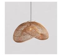 KHUKHU Lampada A Sospensione Stile Wabi-sabi Camera Da Letto In Stile Sud-est Asiatico Sala Da Pranzo Sala Da Tè Lampada A Sospensione Paralume Tessuto Fatto A Mano Lampadario Base E27(Brown,60cm)