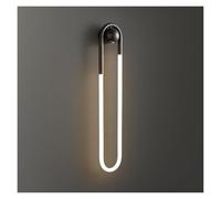 KHUKHU Lampada Da Parete A LED Ad Anello Oblato Lampada Da Parete Lineare Moderna Creativa 3000K Lampada Da Parete In Tubo Acrilico In Ottone Placcato/finitura Nera, Applique Minimaliste Lunghe