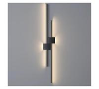 KHUKHU Lampada Da Parete Moderna A LED For Interni Da 1 Confezione, Lampada Da Parete In Metallo A Striscia Lunga Nera Lampada Da Parete Snella Con Paralume In Gel Di Silice(3 Color Temp,60Cm)
