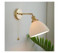 KHUKHU Lampade Da Parete Lampada Da Parete In Ceramica Bianca Retrò Dorata Interruttore A Tirante Finitura In Ottone Camera Da Letto Soggiorno Sala Da Pranzo Corridoio Lampada Da Parete For Interni