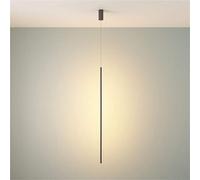 KHUKHU Luce Lineare Nera Lampada A Sospensione A LED Rettangolare Unica Lampadario A Scala Lunga Dimmerabile Lampada A Sospensione A LED Moderna Minimalista Lunga Striscia For Isola(6000k,80CM)