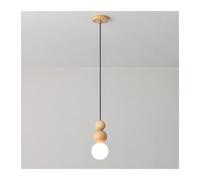 KHUKHU Moderna Lampada A Sospensione A LED Di Metà Secolo - Lampada A Sospensione A Testa Singola In Stile Wabi-sabi for Isola Cucina E Decorazioni for La Casa, Bianco Freddo 6000K(Wood color)